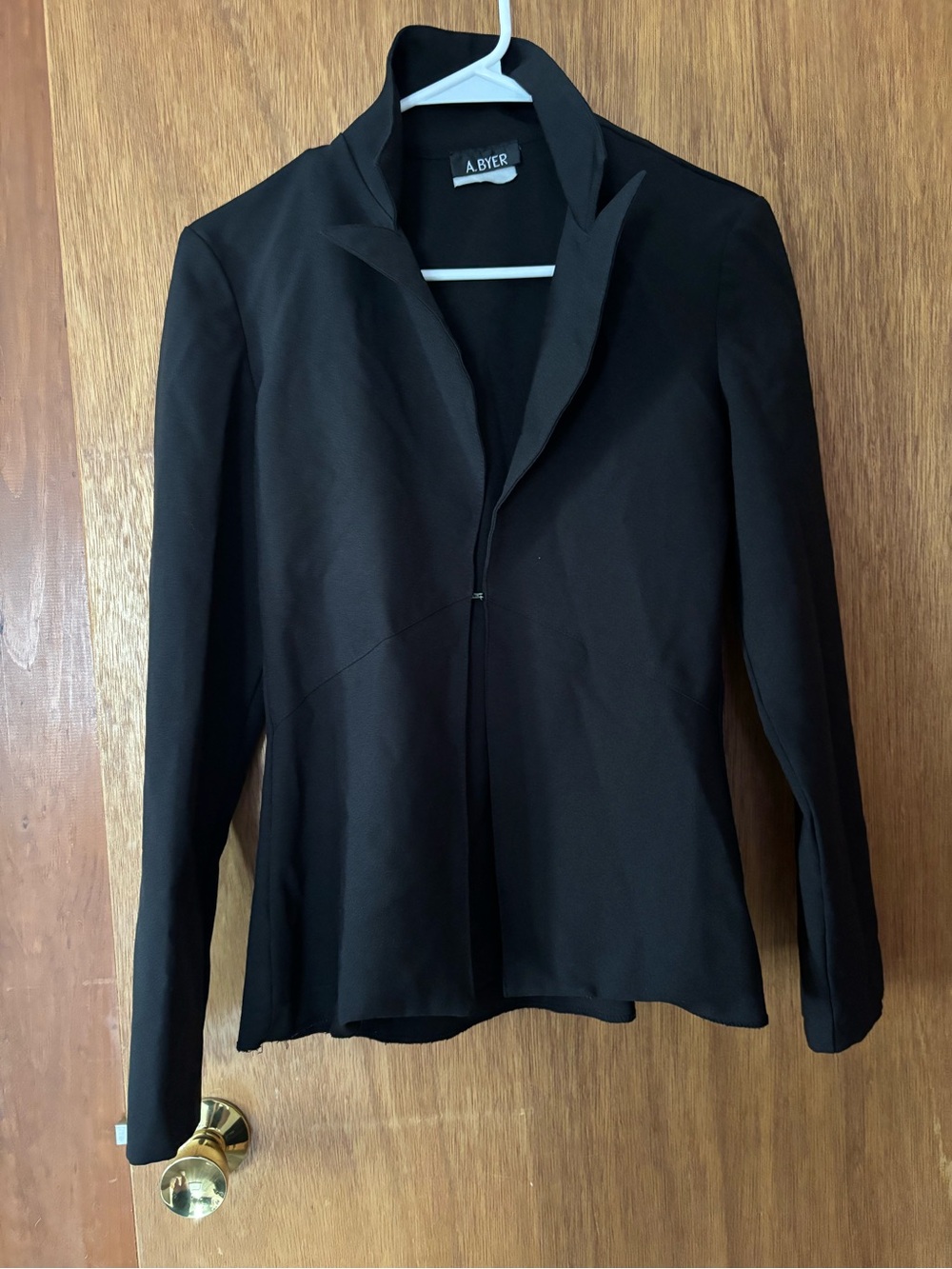 A. Byer Black Women's Tailored Zip-Front Blazer Jacket